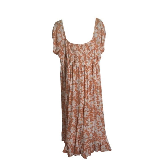 Torrid Maxi Off Shoulder Peach Floral Tie Front Dress With Pockets-Torrid Size 3 - Picture 4 of 9